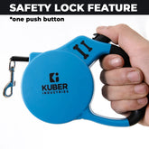 Retractable Dog Leash|One Button Break with Safety Lock (Blue), Dog Chest Harness with Nylon Leash I Adjustable, Reflective I Easy Control Dog Chest Belt I (Large, Blue)
